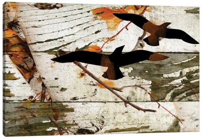 Birds On A Birch I Canvas Art Print - Wood Walls