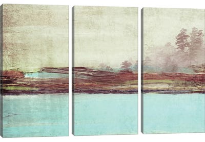 Blue Landscape Canvas Art Print - 3-Piece Abstract Art