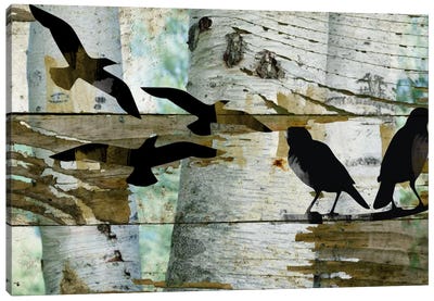 Birds On A Birch II Canvas Art Print - Irena Orlov