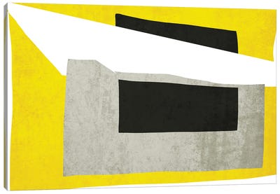 Geometric Abstract III Canvas Art Print - Black, White & Yellow Art