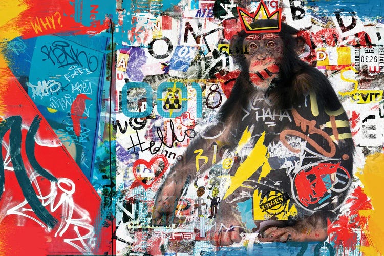 Quadro canvas Pop Art Monkey (1 Part) Narrow Red - Pop art - Quadri