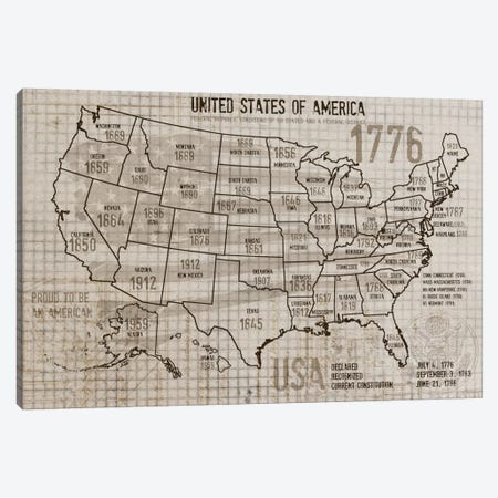 Map Of USA II Canvas Print #ORL89} by Irena Orlov Canvas Art