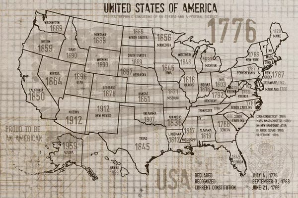 Large Map Art - Canvas Prints: Map Of USA II by Irena Orlov