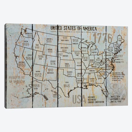 Map Of USA VII Canvas Print #ORL90} by Irena Orlov Canvas Print