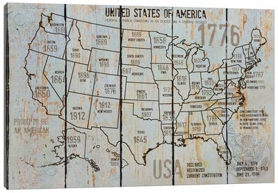 Map Of USA VII Canvas Art Print - USA Maps