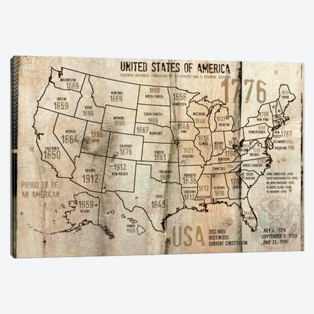 Map Of USA XII Canvas Print #ORL91} by Irena Orlov Art Print