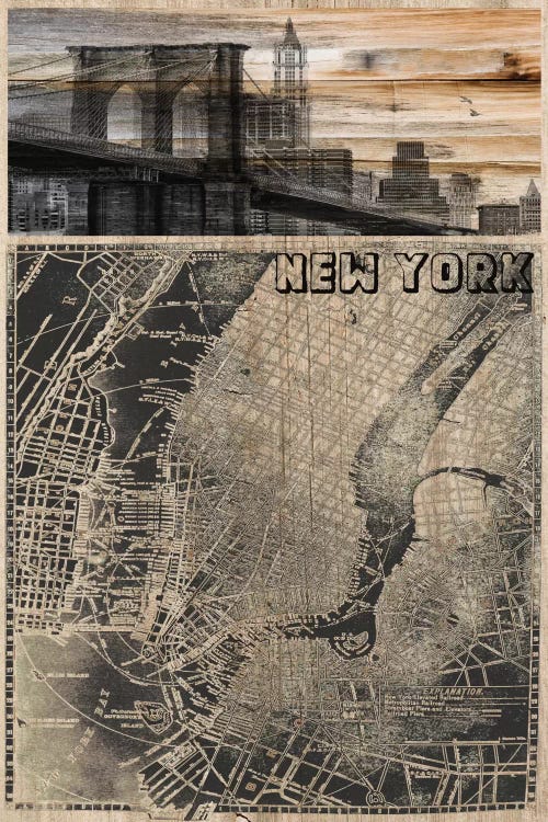 NYC, Old City Map III by Irena Orlov wall art