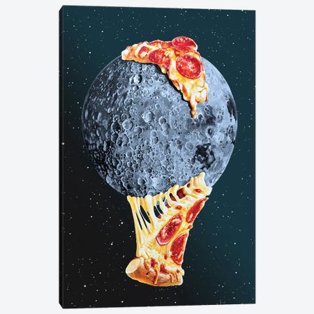 Pizza Moon Canvas Print #ORM11} by James Ormiston Canvas Wall Art