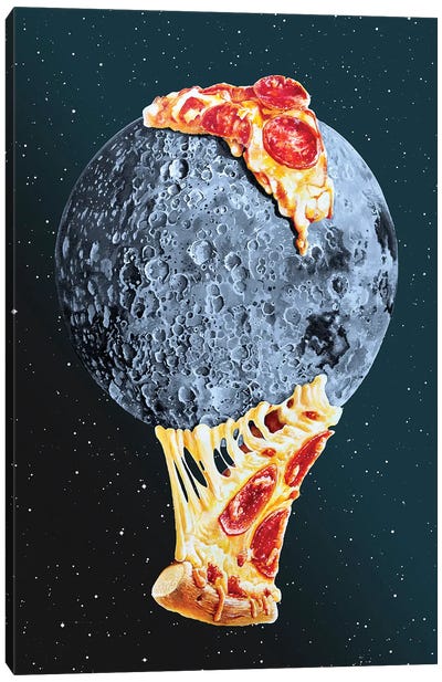 Pizza Moon Canvas Art Print - James Ormiston