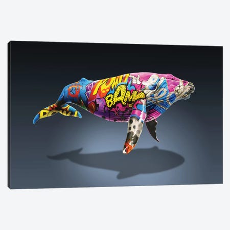 Tagged Whale Canvas Print #ORM14} by James Ormiston Art Print