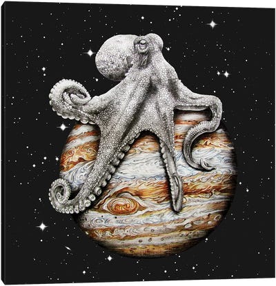 Celestial Cephalopod Canvas Art Print - Planet Art