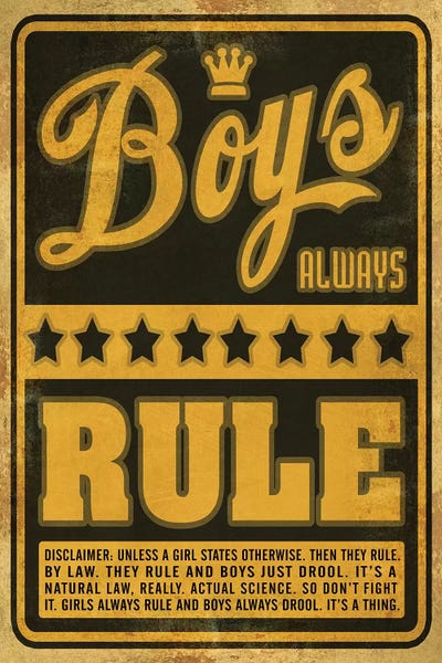 Boys Rule by Old Red Truck canvas print