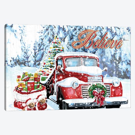 Red Truck Christmas Canvas Print #ORT147} by Old Red Truck Canvas Artwork