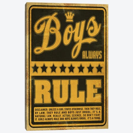 Boys Rule Canvas Print #ORT14} by Old Red Truck Canvas Wall Art