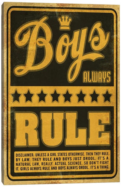 Boys Rule Canvas Art Print - Old Red Truck