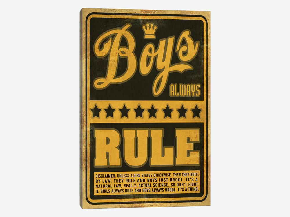 Boys Rule by Old Red Truck 1-piece Art Print