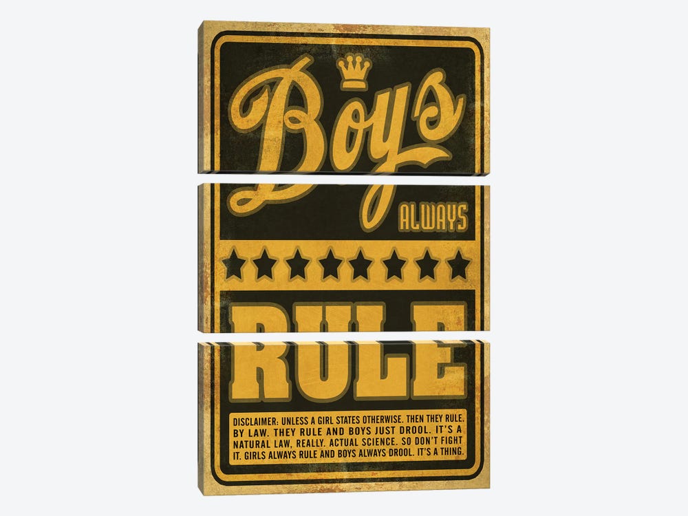 Boys Rule by Old Red Truck 3-piece Canvas Print