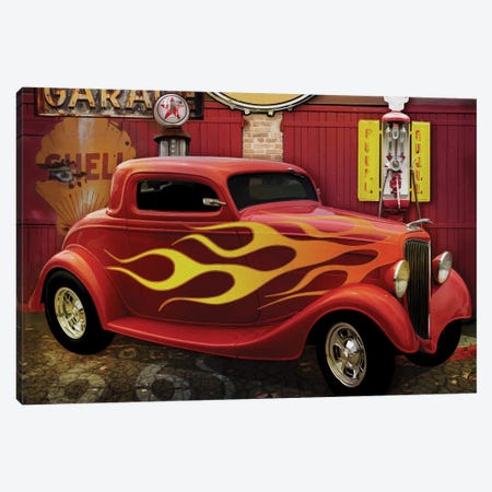 Route 66 Garage Canvas Print #ORT150} by Old Red Truck Canvas Art