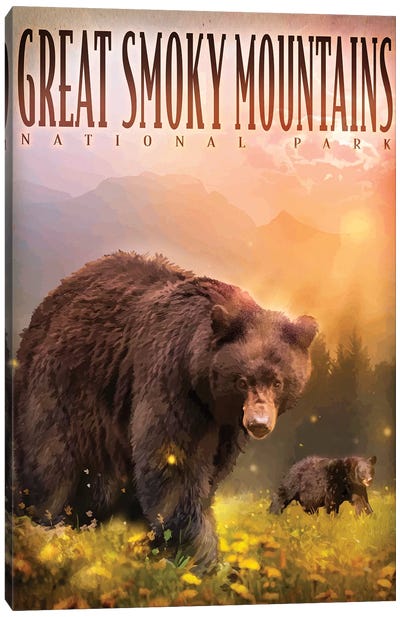 Smokey Mountain Bears Canvas Art Print - National Park Art