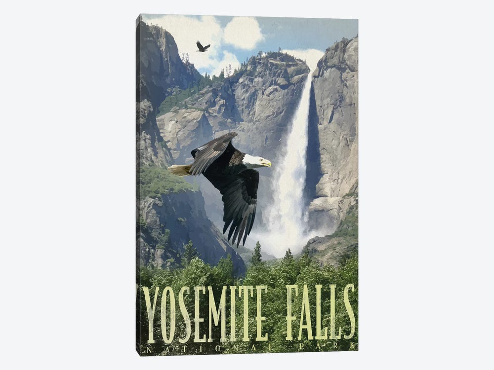 Yosemite Falls by Old Red Truck 1-piece Canvas Art Print