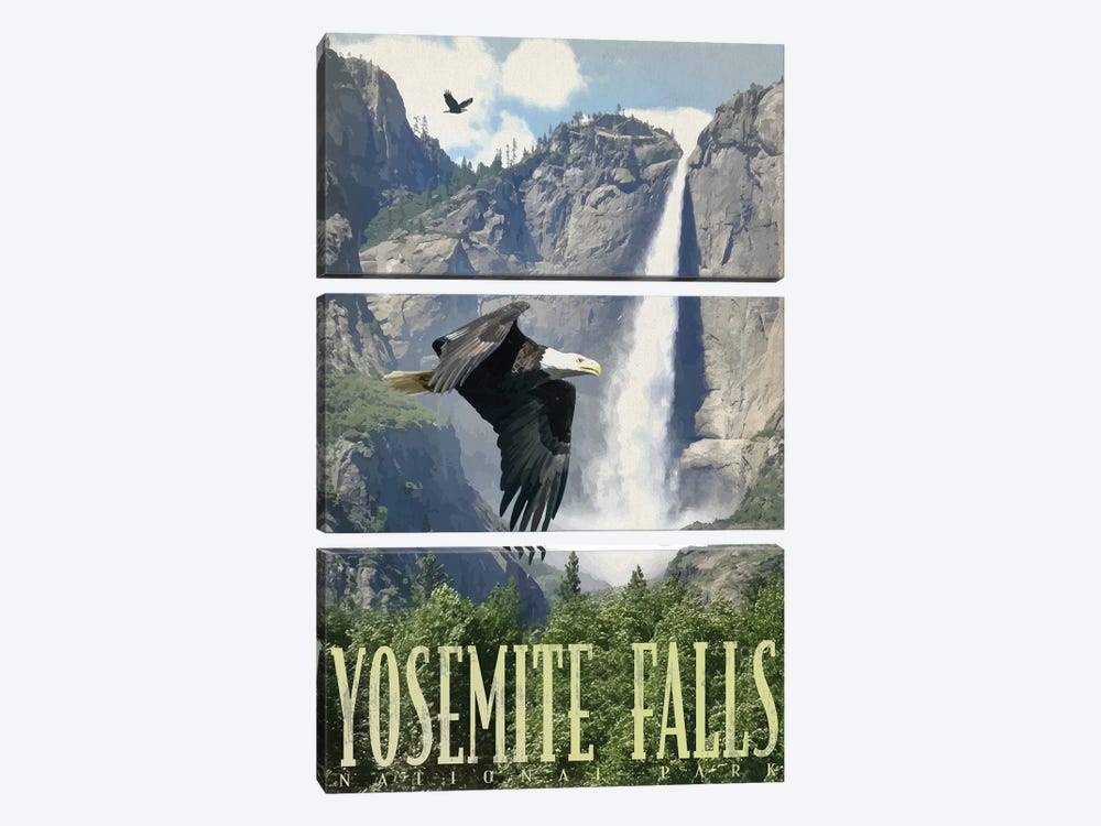 Yosemite Falls by Old Red Truck 3-piece Canvas Print