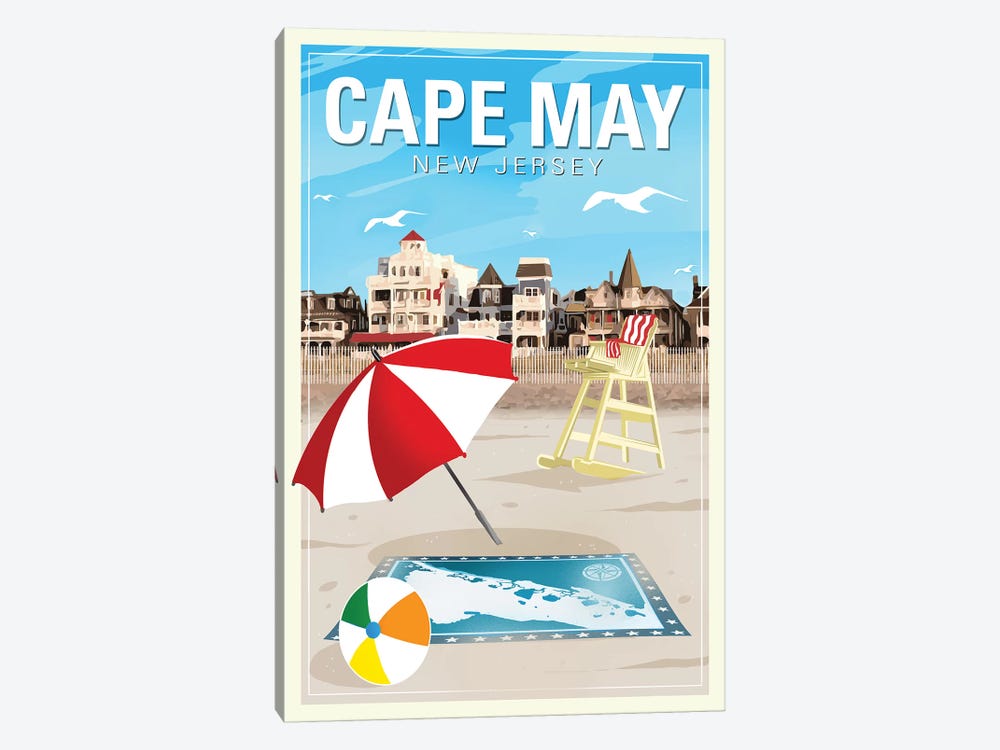 Cape May by Old Red Truck 1-piece Canvas Wall Art