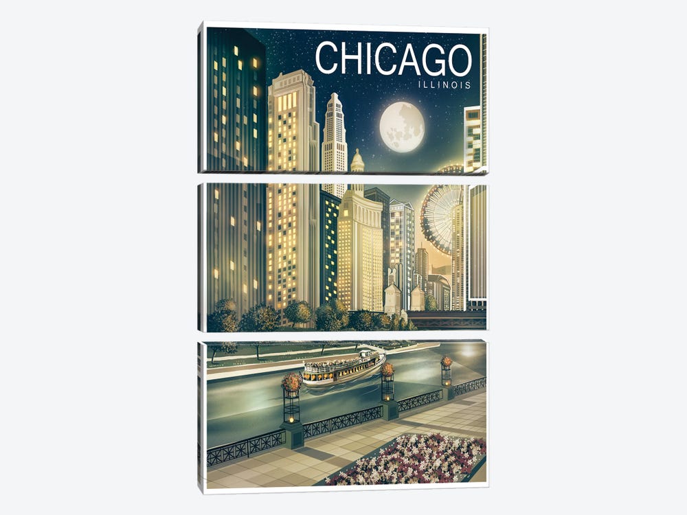 Chicago II by Old Red Truck 3-piece Canvas Art