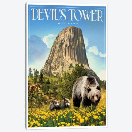 Devil's Tower Canvas Print #ORT26} by Old Red Truck Art Print