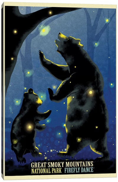 Firefly Dance Canvas Art Print - Bear Art