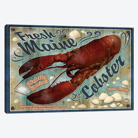 Fresh Maine Lobster Sign Canvas Print #ORT30} by Old Red Truck Canvas Print
