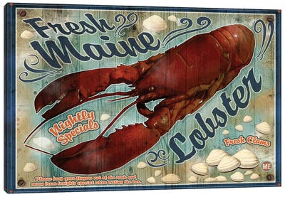 Fresh Maine Lobster Sign Canvas Art Print - Lobster Art