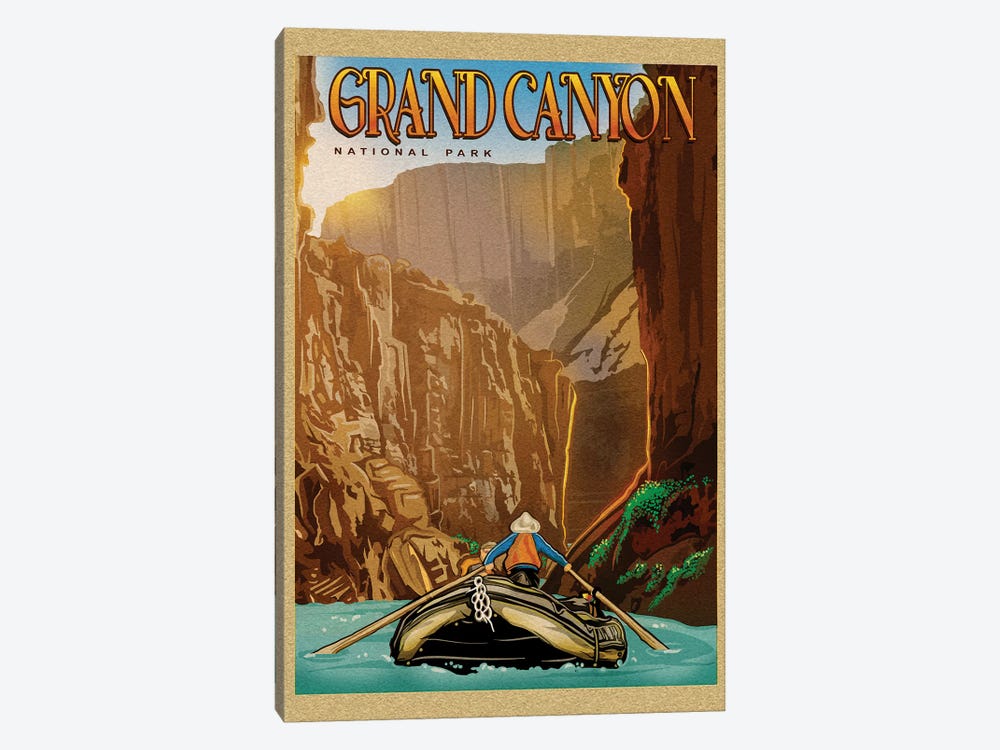Grand Canyon River Ride by Old Red Truck 1-piece Canvas Artwork