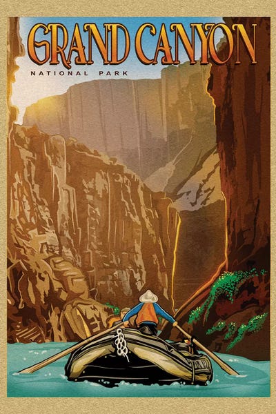 Vintage Posters: Grand Canyon River Ride by Old Red Truck
