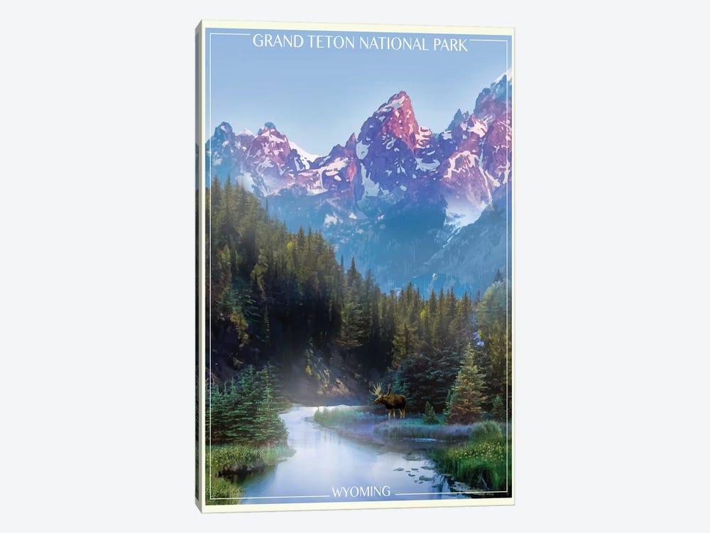 Grand Tetons by Old Red Truck 1-piece Canvas Art Print