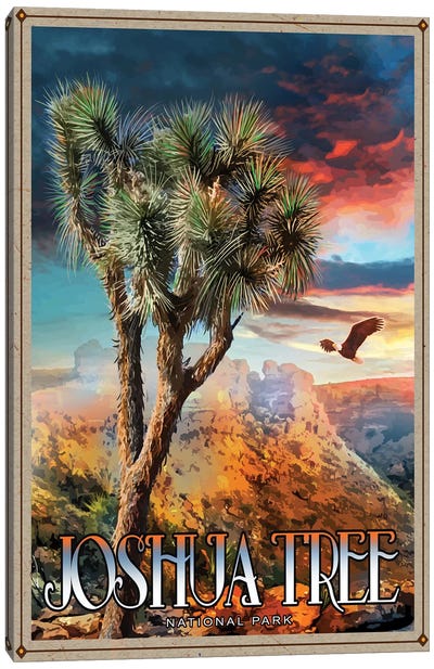 Joshua Tree National Park Canvas Art Print - Old Red Truck