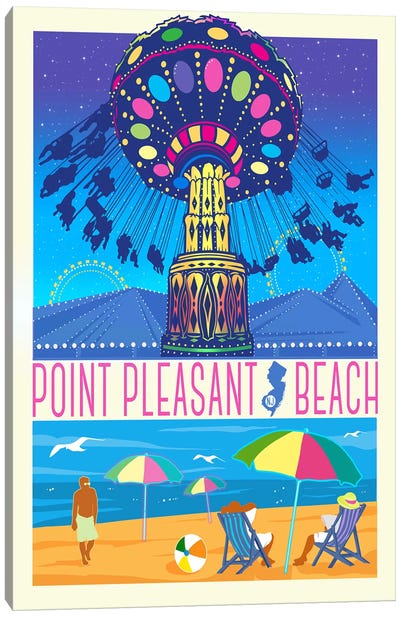 Point Pleasant Beach, New Jersey Canvas Art Print - Amusement Park Art
