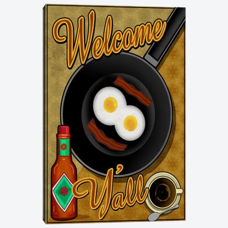 Welcome Y'all Canvas Print #ORT90} by Old Red Truck Canvas Art Print