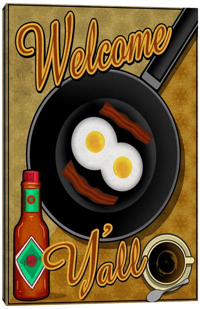 Welcome Y'all Canvas Art Print - Egg Art