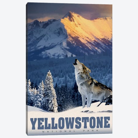 Yellowstone Wolf Canvas Print #ORT94} by Old Red Truck Canvas Wall Art