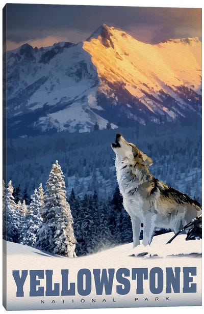 Yellowstone Wolf Canvas Art Print - Winter Art