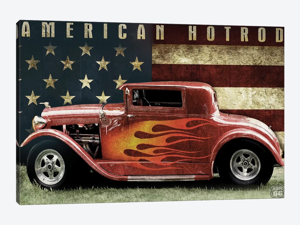American Hot Rod by Old Red Truck 1-piece Canvas Artwork