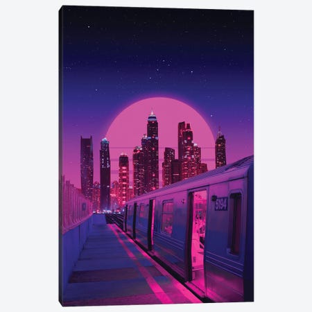 Neon City Train Canvas Print #ORZ38} by Danner Orozco Art Print