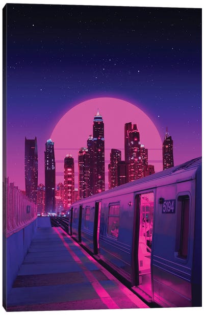 Neon City Train Canvas Art Print - Danner Orozco