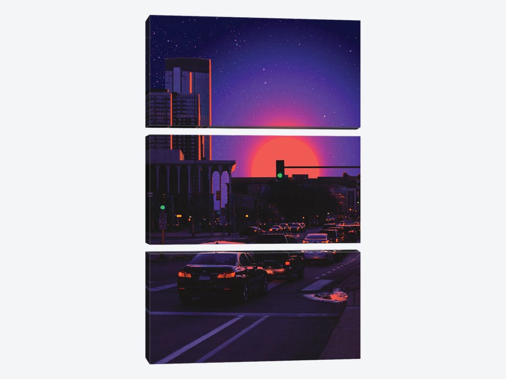 Outrun City II by Danner Orozco 3-piece Canvas Art Print