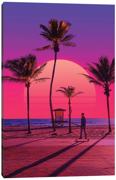 Vaporwave Sunset VI Canvas Art Print - Danner Orozco