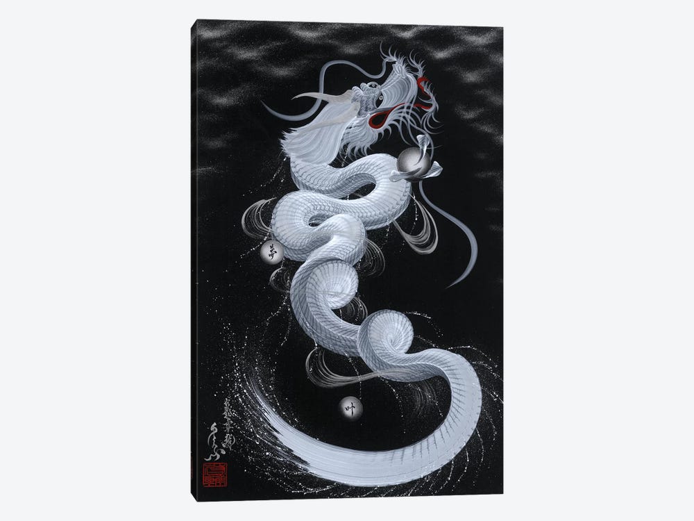Good Luck White Dragon by One-Stroke Dragon 1-piece Canvas Artwork