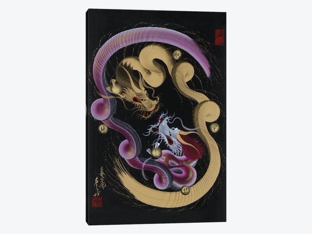 Guardian Couple Dragon by One-Stroke Dragon 1-piece Canvas Art Print