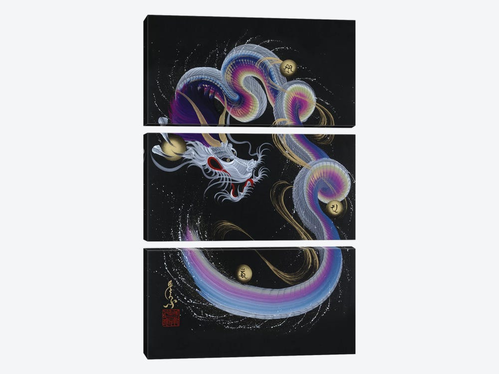 Guardian Rainbow Dragon by One-Stroke Dragon 3-piece Canvas Artwork