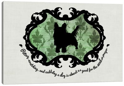 Yorkshire Terrier (Green&Black) Canvas Art Print - My Pet Silhouette