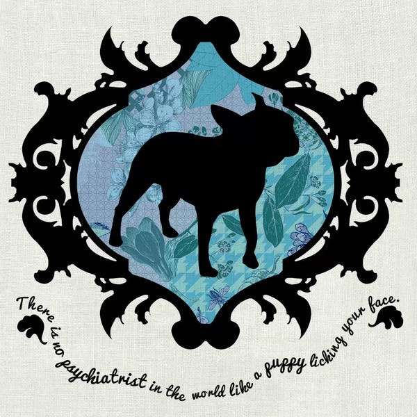 My Pet Silhouette: French Bulldog (Black&Blue) II by 5by5collective